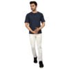 DSC_4471 Men's Solid Dark Blue Cotton T-shirt (Oversized)