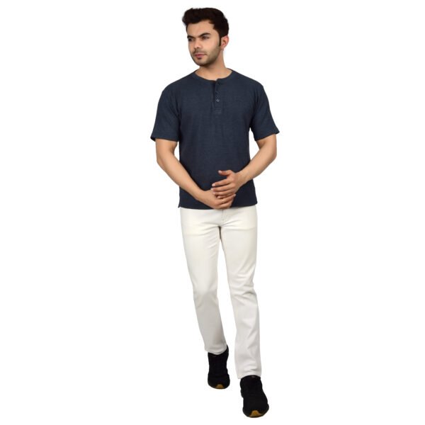 DSC_4471 Men's Solid Dark Blue Cotton T-shirt (Oversized)