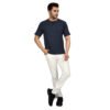 DSC_4472 Men's Solid Dark Blue Cotton T-shirt (Oversized)