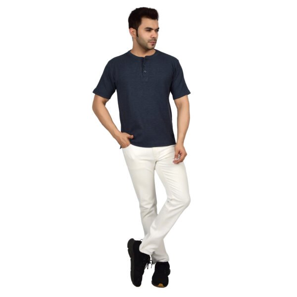 DSC_4472 Men's Solid Dark Blue Cotton T-shirt (Oversized)