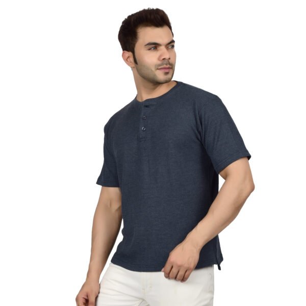 DSC_4474 Men's Solid Dark Blue Cotton T-shirt (Oversized)