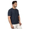 DSC_4476 Men's Solid Dark Blue Cotton T-shirt (Oversized)
