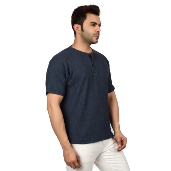 DSC_4476 Men's Solid Dark Blue Cotton T-shirt (Oversized)