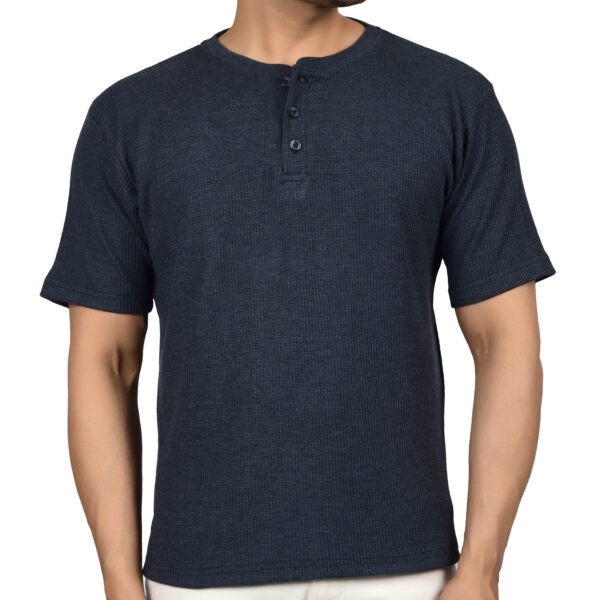 DSC_4478 Men's Solid Dark Blue Cotton T-shirt (Oversized)
