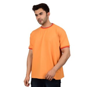 DSC_4529 Men's Solid Orange Cotton T-shirt (Oversized)