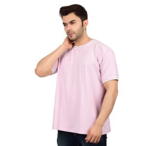 DSC_4560 Men's Solid Pink Cotton T-shirt (Oversized)