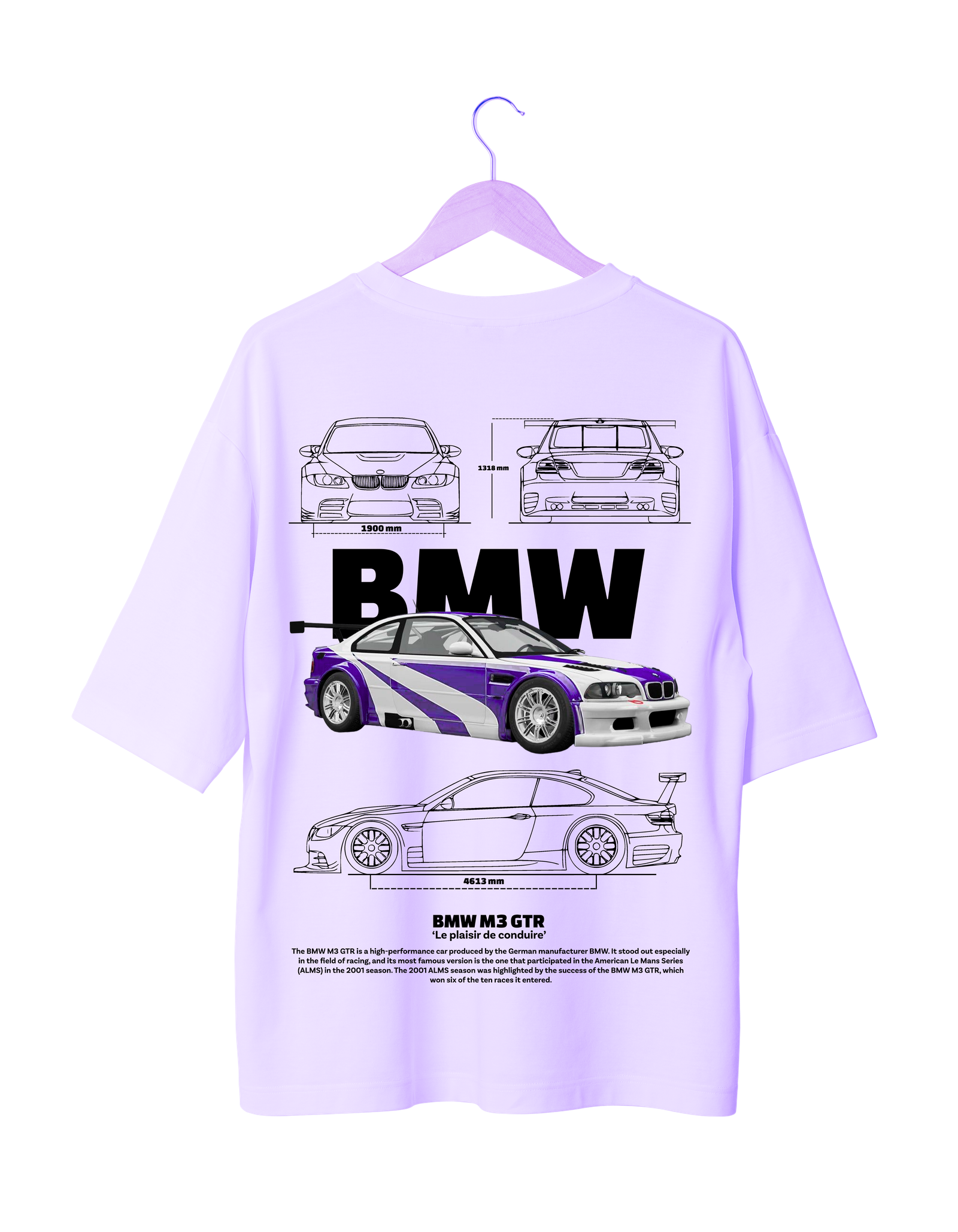 BMW M3 GTR Motorsport T-Shirt BMW M3 GTR T-Shirt with blueprint graphics and racing car illustration