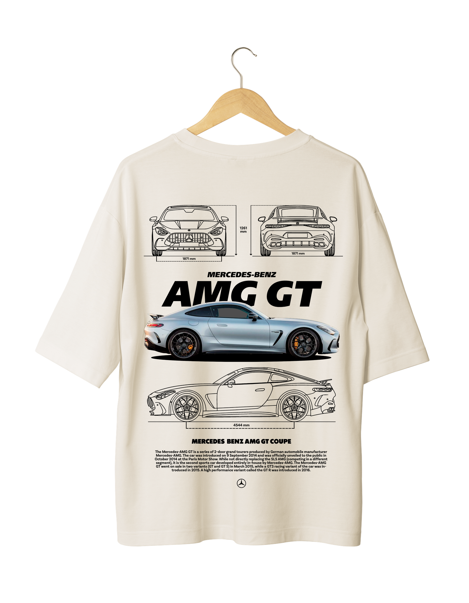 Mercedes AMG GT Coupe T-Shirt Mercedes Benz AMG GT Coupe T-Shirt with blueprint and car illustration