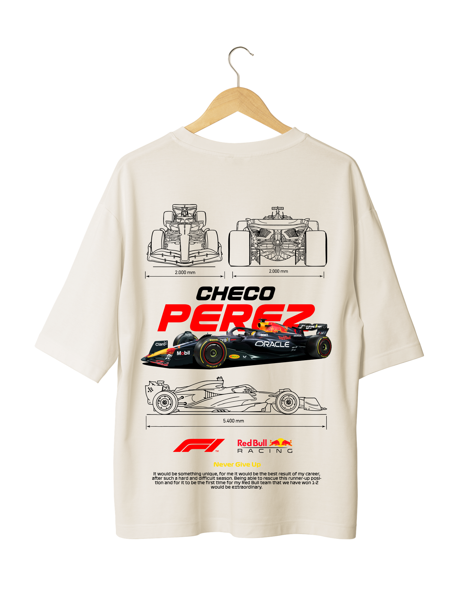 Sergio Perez Red Bull Racing F1 T-Shirt Sergio Perez Red Bull Racing Formula 1 T-Shirt with F1 car graphics and team branding
