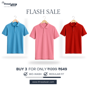 polotees1 3 Polo T-Shirts Combo (Colors: Rose, Sky Blue, Red Cherry)