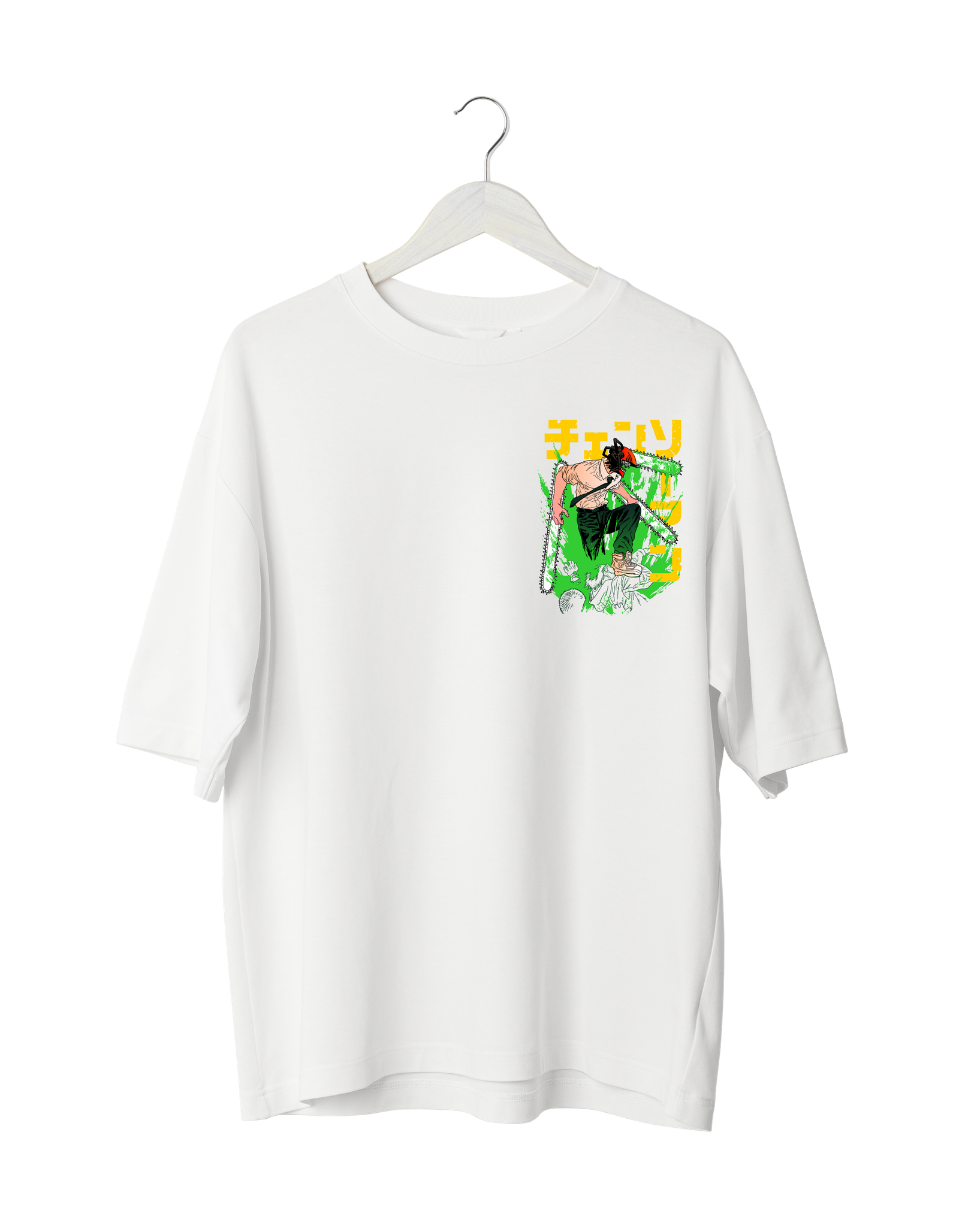 Chainsaw Fury Anime Graphic T-Shirt White (OVERSIZED) (Copy)