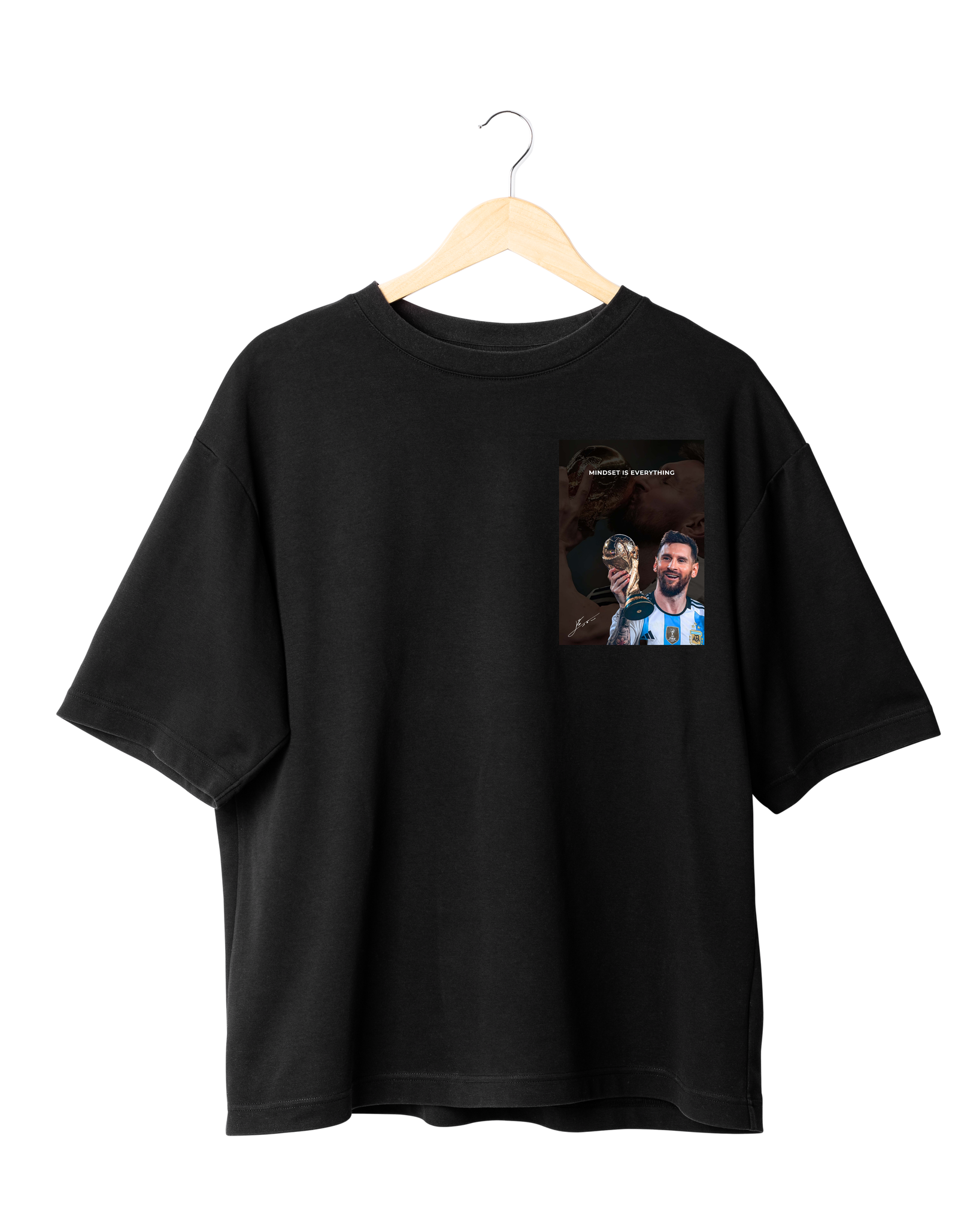 MINDSET IS EVERYTHING BLACK 1 Mindset Is Everything – Messi Champion T-Shirt BLACK | (OVERSIZED)