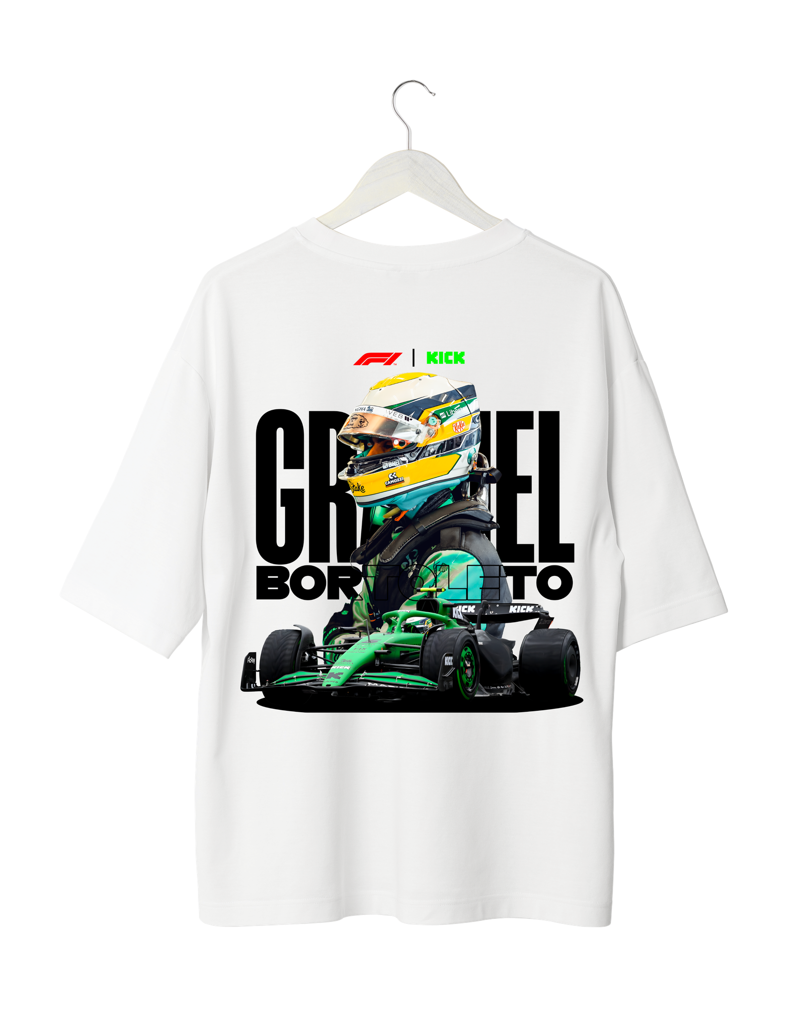T-shirts Formula 1, Streetwear - DESIGNS by NAMAN (10) Gabriel Bortoleto F1 Kick Portrait (Oversized)